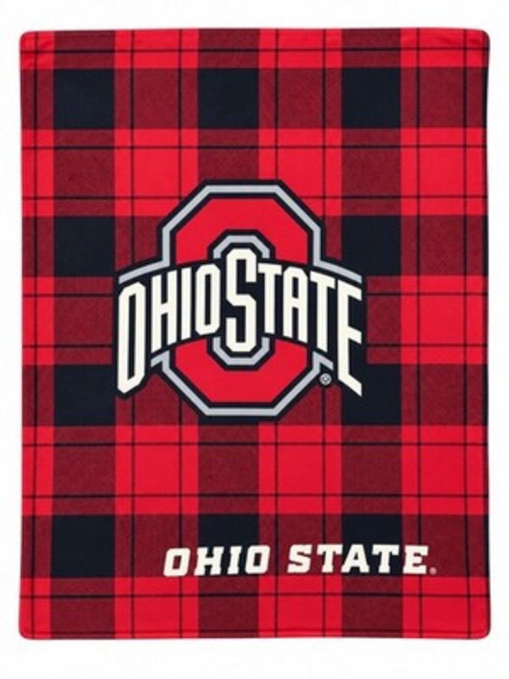 Ohio State Buckeyes Blanket 50x60 Red Black Buffalo Plaid Sherpa Fleece Throw TV